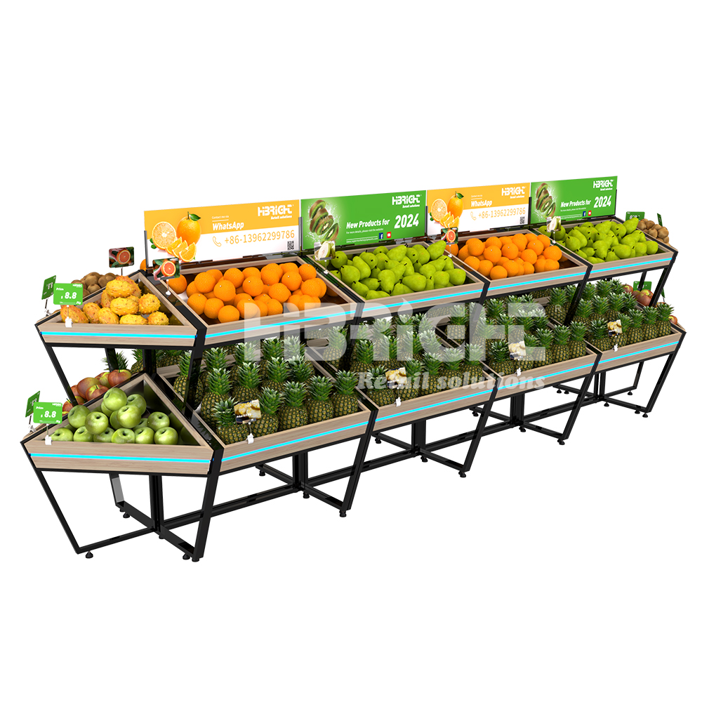 2024 Estantes de exhibición de frutas de nuevo diseño Highbright