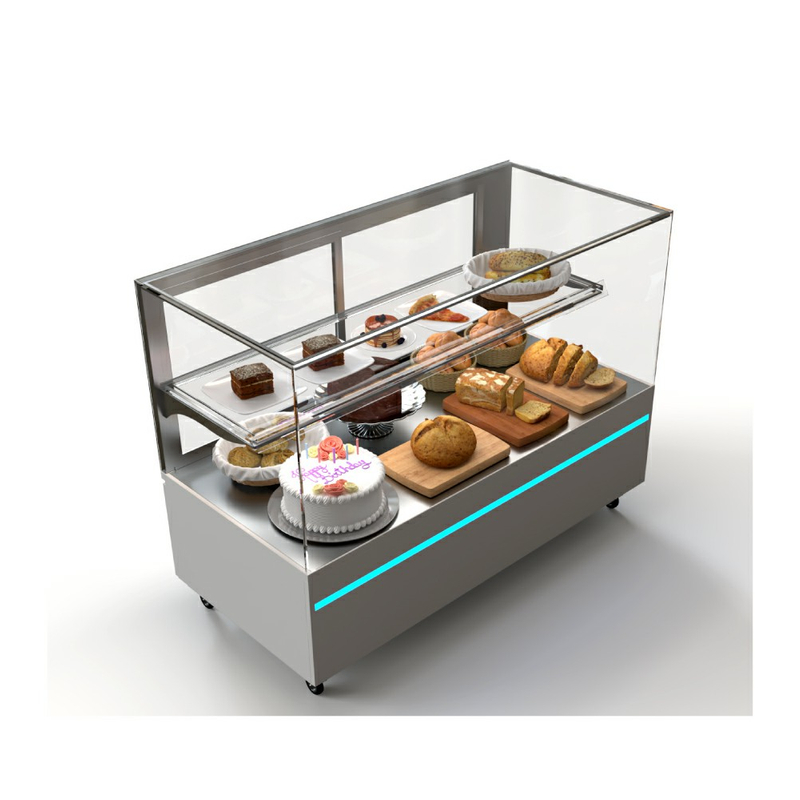 Vitrina de vidrio para pasteles y pan