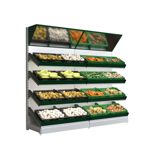 Estante de exhibición de metal para exhibición de frutas y verduras en supermercado