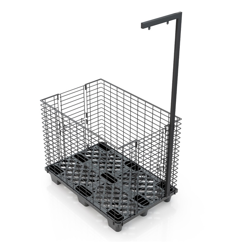 Contenedor de alambre con plataforma de plástico