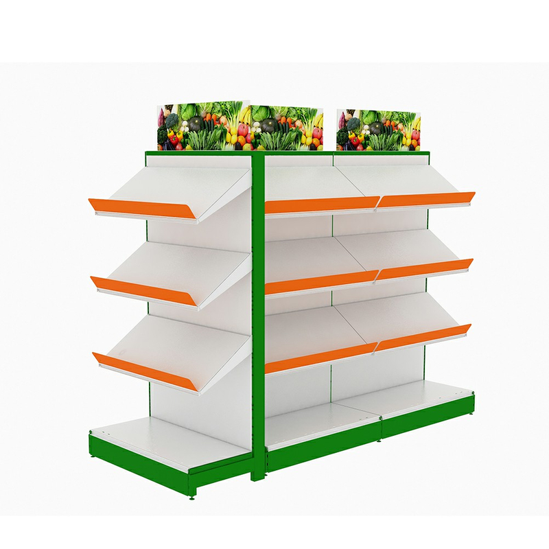 Estante del supermercado para frutas y verduras.