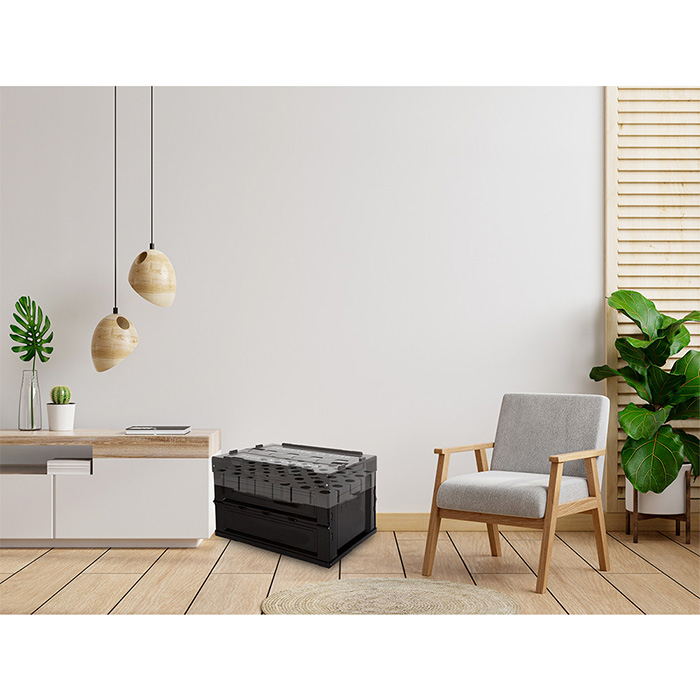 Contenedor de almacenamiento plegable duradero con tapa adjunta