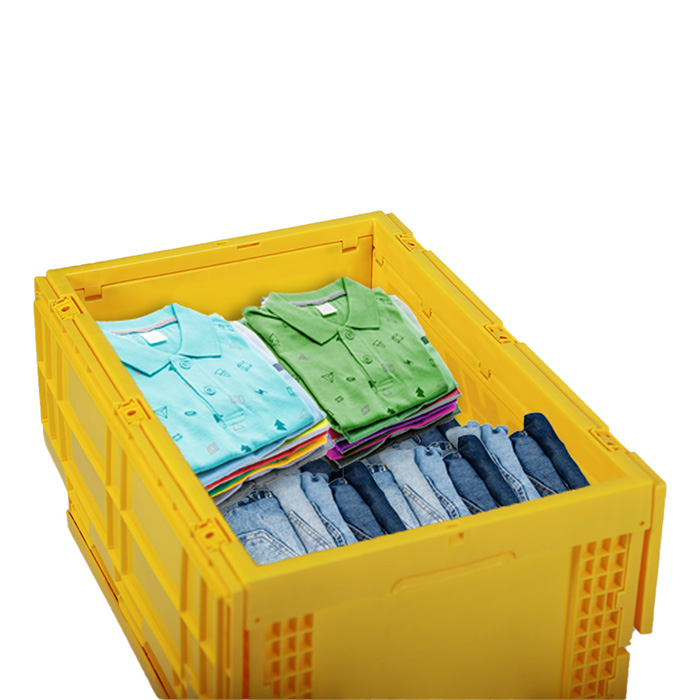 Caja de almacenamiento de plástico plegable que ahorra espacio con tapa