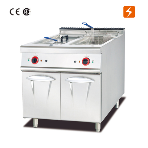 Freidora eléctrica (2 tanques y 2 cestas) con gabinete
