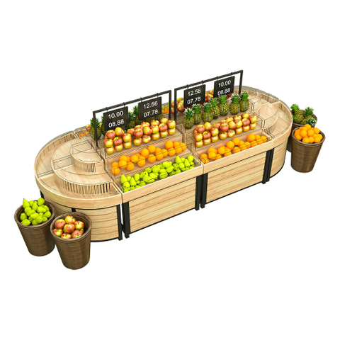 Estante de exhibición de frutas comerciales con caja de acrílico