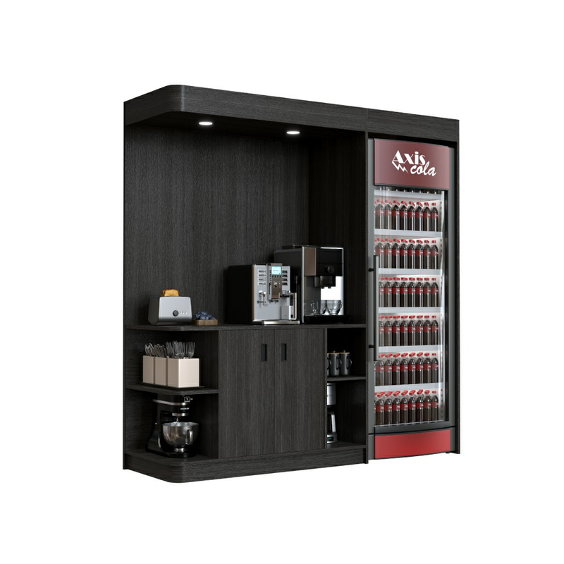 Mostrador de café de autoservicio de madera para tienda de conveniencia