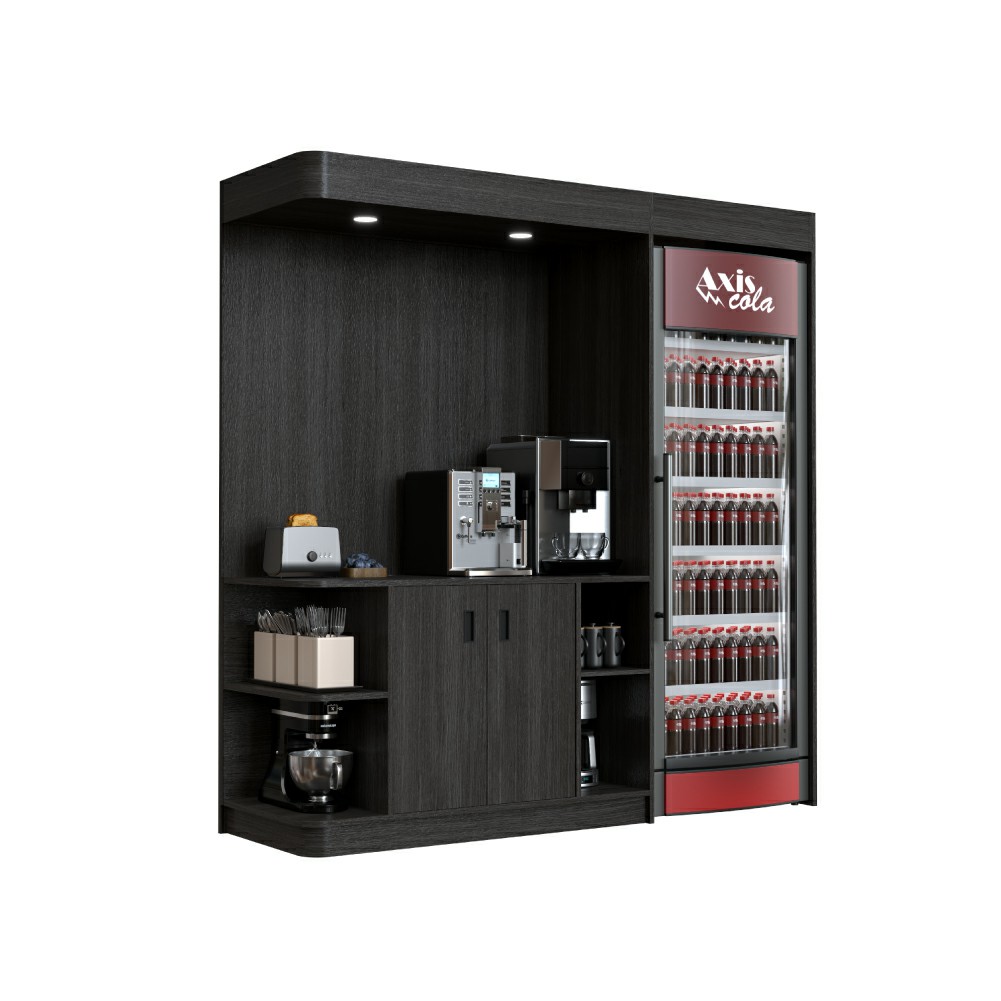 Mostrador de café de autoservicio de madera para tienda de conveniencia