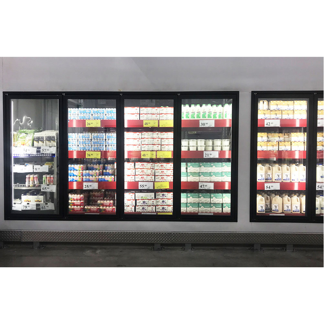 Mostrar cámara fría con puerta de vidrio