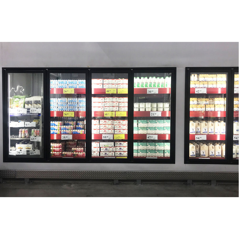 Mostrar cámara fría con puerta de vidrio